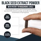 20% Thymoquinone Black Seed Oil Extract Capsules - TQ-Advanced 4X®: Potent Thymoquinone Concentration Available - 60:1 Concentrate from Nigella Sativa, Raw Form, Vegan, Glass Bottle (60 Capsules)