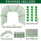 Garden Hoops for Raised beds, 10 Sets DIY Rust-Free Garden Tunnel 32.3"x 32.3" Greenhouse Hoops for Row Cover Garden Netting, Reuseable Plastic-Coated Steel Grow Tunnel Support Frame
