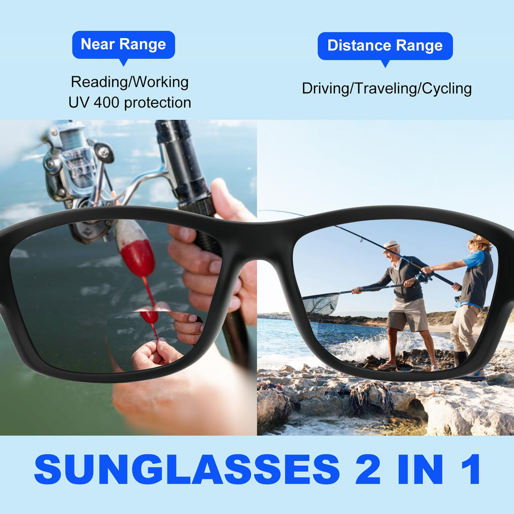 Missfive Premium Bifocal Reading Sunglasses Men Lightweight Wrap Around Design Sun Readers, UV Protection, Sports/Outdoor/Driving, 2.5x