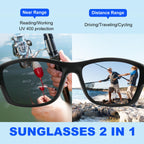 Missfive Premium Bifocal Reading Sunglasses Men Lightweight Wrap Around Design Sun Readers, UV Protection, Sports/Outdoor/Driving, 2.5x