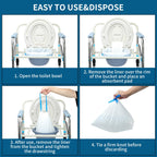 Commode Liners with Absorbent Pads | 100Bags+100Pads for Bedside Toilet Chair Bucket | Universal Fit | Bedside Commode Liners and Pads(100Bags + 100Pads)