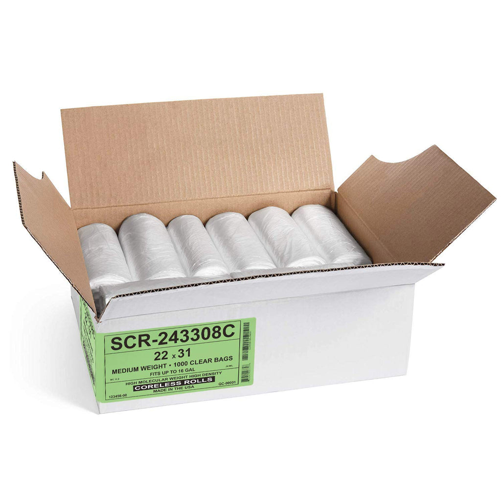 Aluf Plastics SCR-243308C 12-16 Gallon Trash Bags - (Commercial 1000 Pack) - Source Reduction Series Value High Density 8 Micron (equiv) Gauge - Intended for Home, Office, Bathroom, Paper, Styrofoam