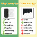 Junkogo Bird Netting 50x50 Ft, 1 in Mesh Heavy Duty Garden Netting