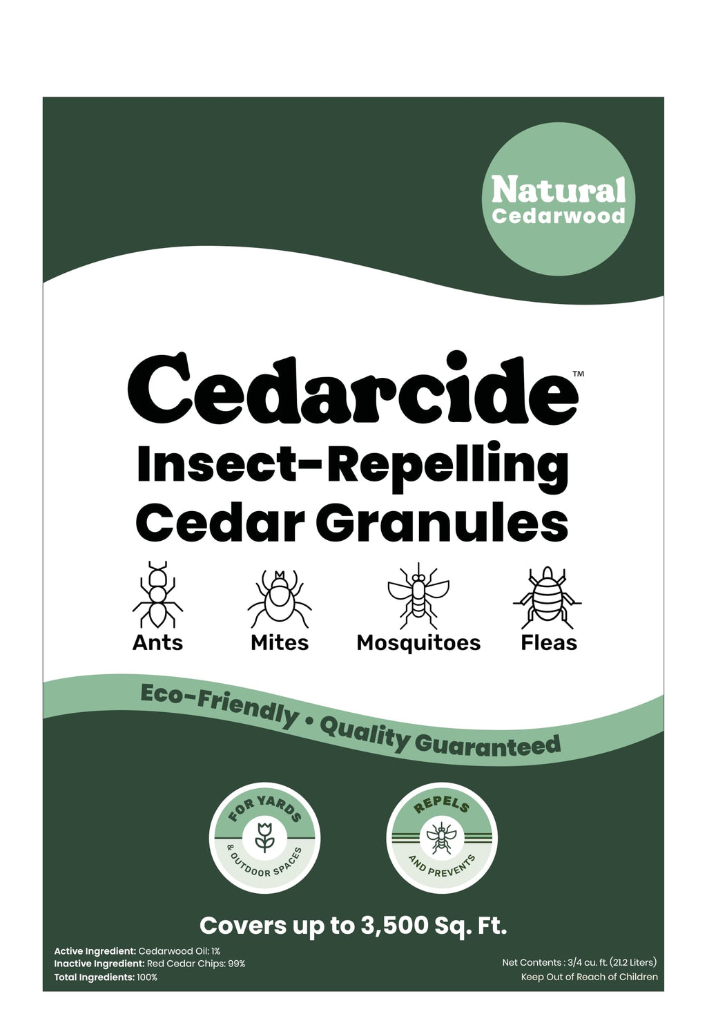 Cedarcide Lawn, Home & Garden Cedar Granules | Repels Fleas, Ants, Spiders & Mosquitoes | Smells Great, Easy to Use | Family & Pet Safe | 2 Bags (16 Lbs)