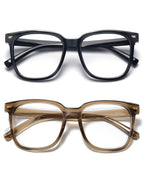 PANNER 2Pack Oversized Blue Light Blocking Glasses for Women Men Square Computer Eyeglasses Reduce Eyestrain(Black+Brown)