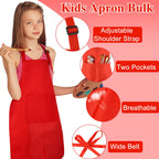 BOUBONI 6 Pack Kids Apron bulk with 2 Pockets Adjustable Chef Art Apron Kids Painting Aprons for Cooking Baking Painting Crafting Grilling Activity（6 Color）