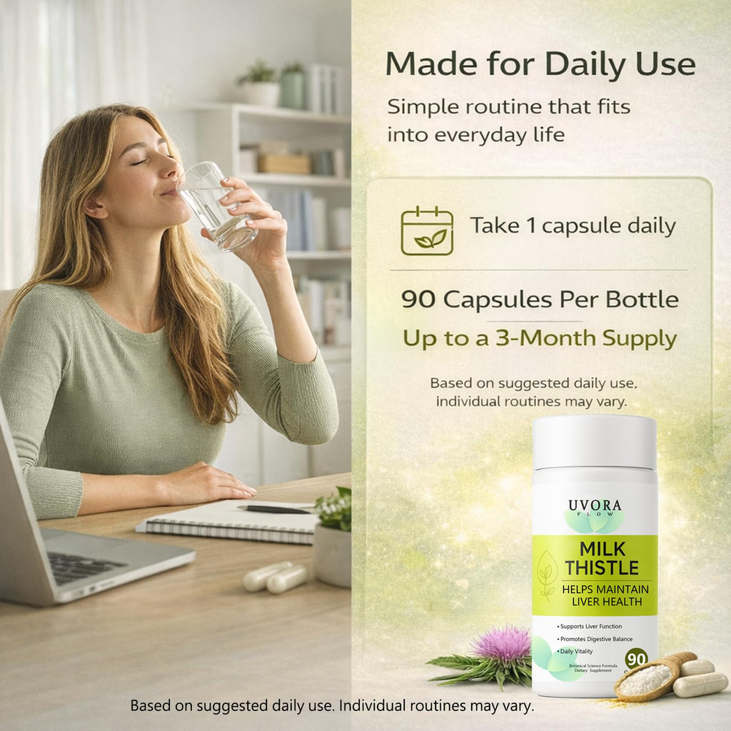 uvora Milk Thistle, Botanical Daily Wellness Formula with Turmeric, Inositol & Vitamin C, Vegetarian Capsules, 60 Count