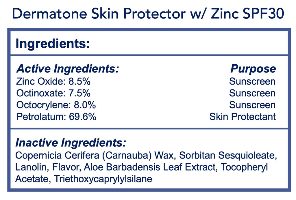 Dermatone Skin Protection Balm w/Zinc SPF 30 | Moisturizing & Barrier Creme | Heals & Repairs Dry Skin | Advanved Therapy Lips and Face Repair | 2-Pack, 0.5 oz Tins