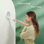 Rotating Head Rechargeable Electric Fly Swatter Racket Bug Zapper Racket Mosquito Zapper Indoor Bug Zapper Fruit Fly Zapper Spider Killer Gnat Trap Wasp Catcher, with a Telescopic Extension Wand