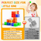 56PCS Magnetic Blocks, Transparent Magnetic Cubes, Magnet Building Blocks for Toddlers 3+, Montessori Toys, Preschool STEM Educational Sensory Magnet Toys for Kids Ages 3-5 Year Old Boys and Girls