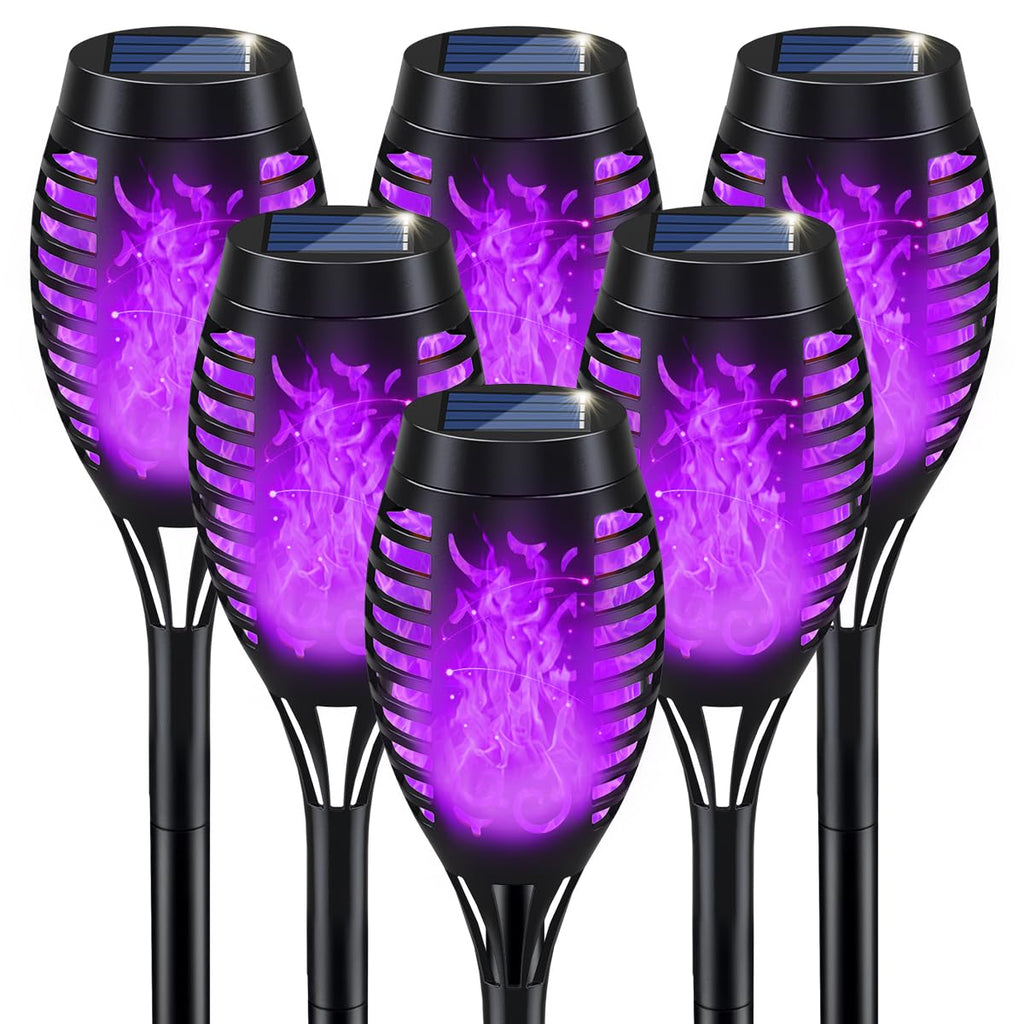 Halloween Decorations Outdoor Flickering Flame Purple Halloween Solar Light