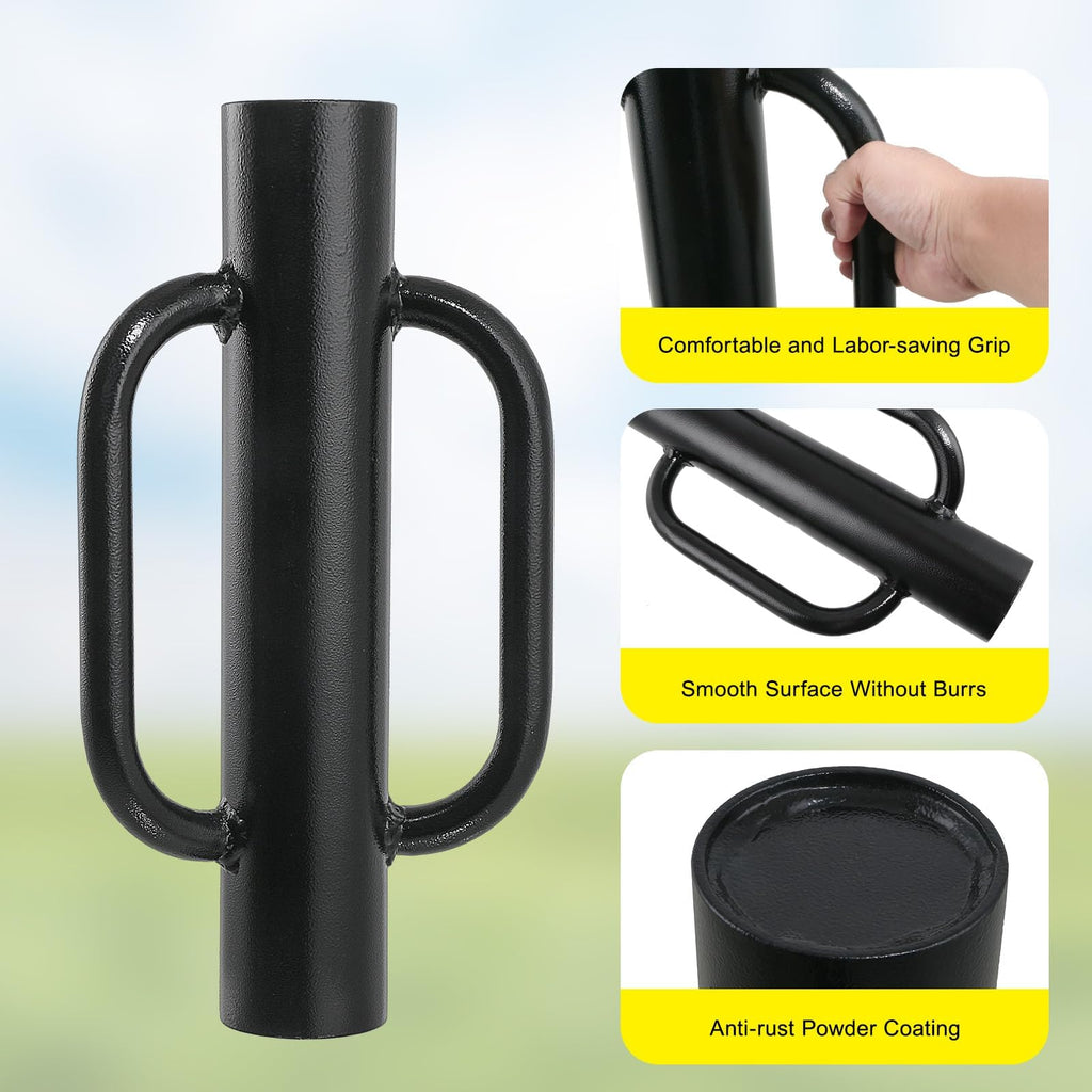 Fumingpal T Post Driver - 12LB Fence Post Driver Heavy Duty Hand Post Pounder with Handle Black Steel Rammer for U Fence Post Wooden Post Hole Diggers,Black