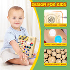 Iabedi Busy Board,Montessori Toys for 1-3 Years Old, Wooden Toddler Toy, Autism Sensory Travel Toys, Ideal Gift for 1+ Year Old Boys (Busy Board v5)