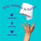 Bim Bam Boo 100% Bamboo Organic Chemical-Free Bulk Toilet Paper, Cloud-like Softness, Plant-Based Sustainable Tree-Free Bathroom Tissue, 24 Eco-Friendly Rolls, 2 Ply, 295 Sheets for RV and Camping