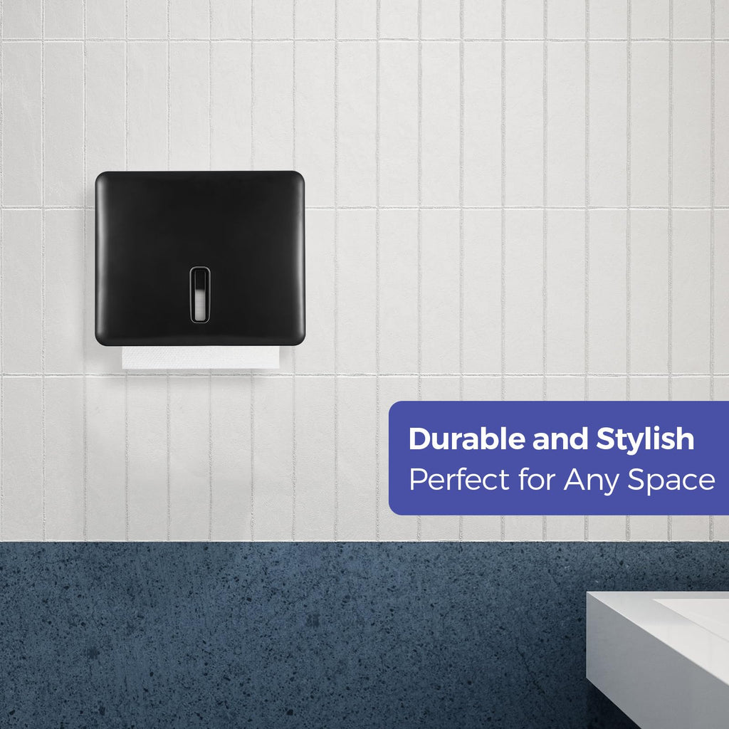Stardrix Multifold Paper Towel Dispenser Wall Mount (Black) – Large Capacity C-Fold, Trifold, and Folded Commercial Hand Towels Holder for Bathroom & Restroom – Adhesive or Screw Mounted