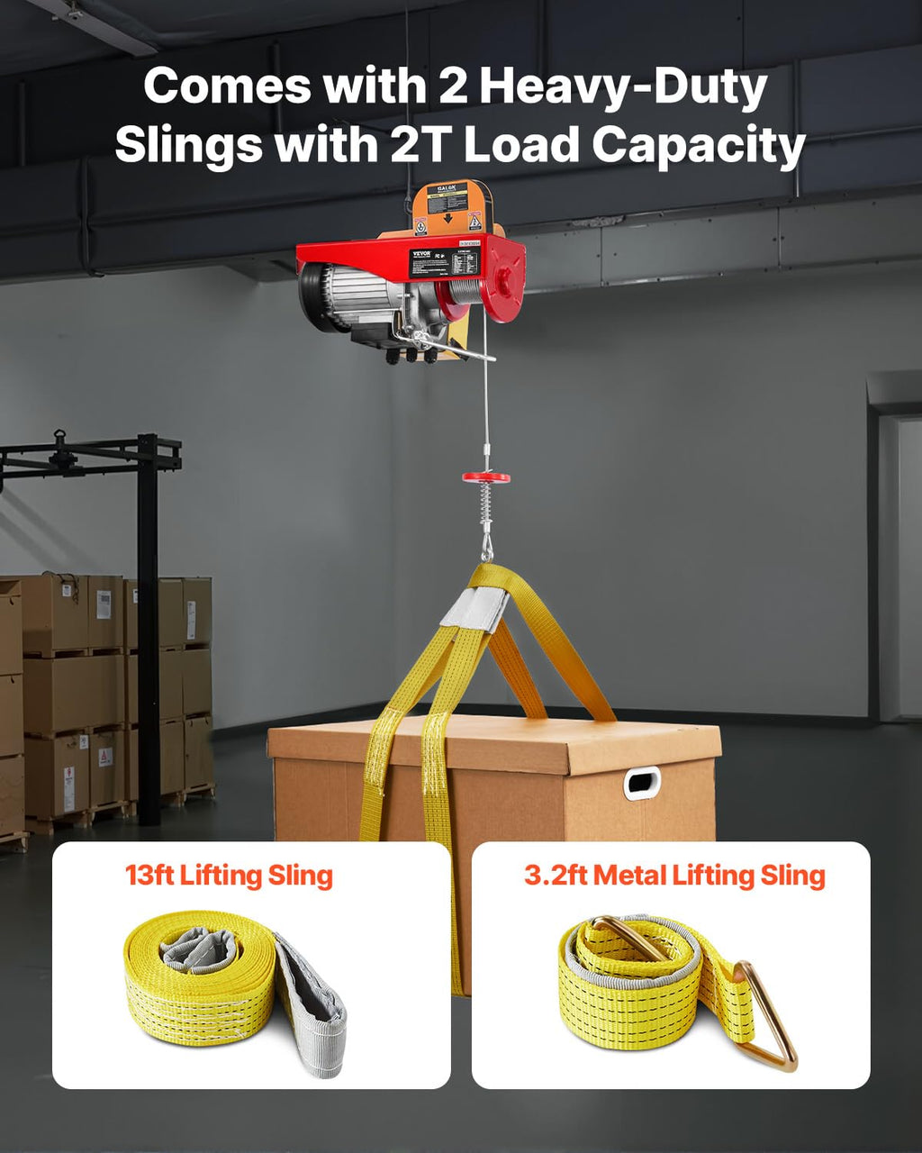 VEVOR Electric Hoist 1760lbs with 14ft Wired Remote Control, Electric Hoist 110 Volt with 40ft Single Cable Lifting Height Motor, for Garage Warehouse Factory