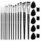 Depvision Face Paint Brushes Set 12 Pcs Face Painting Brushes and Sponges Set Professional Paint Brushes for Body Art Painting Acrylic Oil Watercolor Artist Paintbrush for Halloween Cosplay with Case