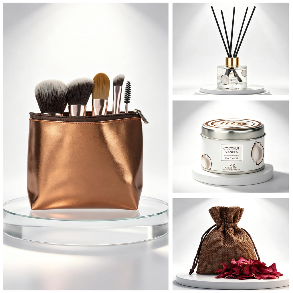 Coconut Vanilla Spa Gift Set, Complete Spa Gift Baskets for Women & Men
