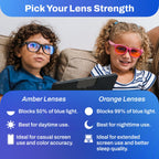 DefenderShield Blue Light Glasses For Kids – Kids Blue Light Glasses Girls and Boys With Orange Lenses (99% Blue Light Blocking) For Screens – Lightweight, Flexible & Shatterproof Black Fit Frames