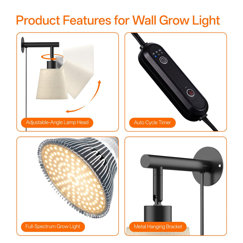 Bstrip Hanging Grow Light for Indoor Plants 25W Full Spectrum 4H/9H/14H