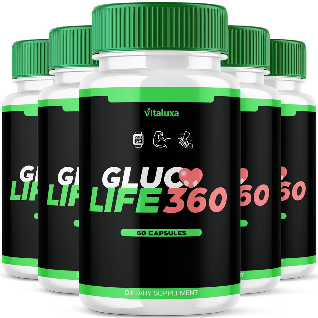 (5 Pack) Gluco Life 360 Capsules, GlucoLife 360 Supplement with Advanced Maximum Strength, Premium Health Formula Pills for Overall Health & Wellness, GlucoLife360 Vitamins Reviews, USA Made (180 ct)