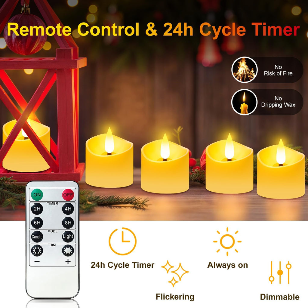 YiaMia Upgraded Rechargeable Tea Lights with Magnetic Charging Base 12 Pack