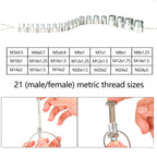 Nut and Bolt Thread Checker 45 Male/Female Thread Gauges (24 SAE/Inch & 21 Metric) Nut and Bolt Thread Size Checker Thread Identifier Gauges for Quickly Identify and Verify