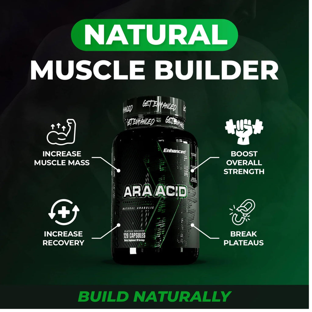 Enhanced Labs - Arachidonic Acid Supplement - Muscle and Strength Supplement for Increased Muscle Mass & Improved Recovery for Men & Women - One Capsule Contains 350mg Arachidonic Acid (120 Capsules)