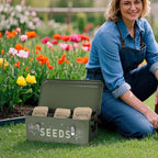 Seed Storage Organizer with Lid, Metal Seed Bin Seed Packet Container