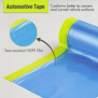 Tangibay Pre-Taped Masking Film for Painting - 22" x 66' Painters Plastic Sheeting with Automotive Paint Tape and Drape for Covering Cars, Walls, Windows and Furniture Protection (6 Rolls)