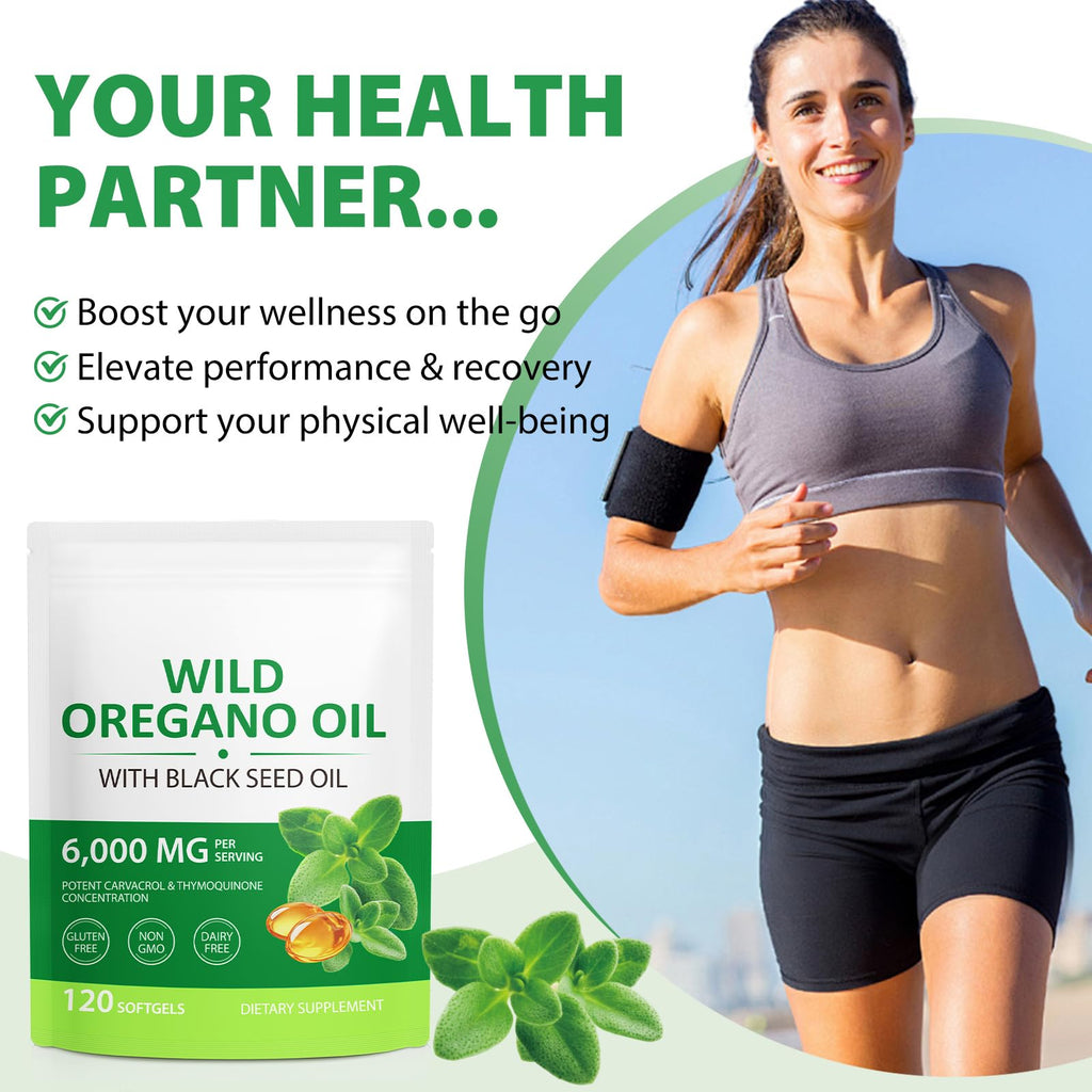 Cacukn Oil of Oregano Capsules with Black Seed Oil, 6000mg Oregano Oil & 200mg Black Seed Oil per Serving, Immune Support, Non-GMO, Gluten Free, 240 Softgels