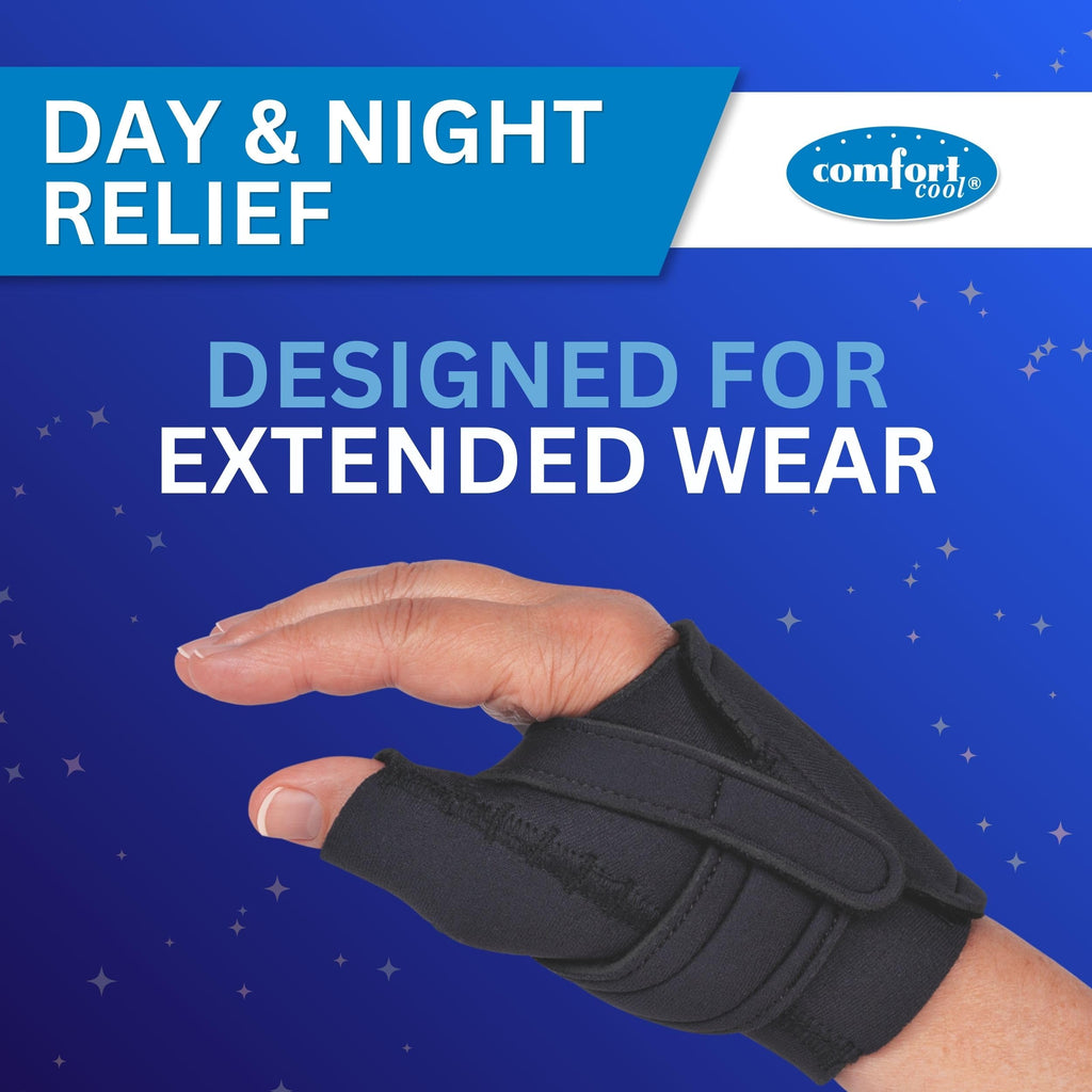Comfort Cool CMC Thumb Brace – Restriction Splint for Arthritis & Tendinitis Relief | Breathable Neoprene with Supportive Thumb Strap - Black, Right Hand, Large (8 to 9 inches) | NC79567