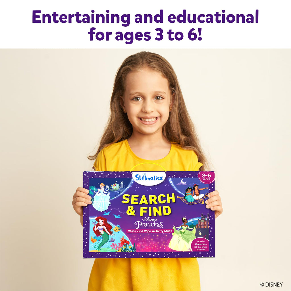 Skillmatics Search and Find Disney Princess Educational Game - Reusable Preschool Learning Activities, Perfect for Toddlers & Kids Who Love Toys, Art & Crafts, Gifts for Boys & Girls Ages 3, 4, 5, 6