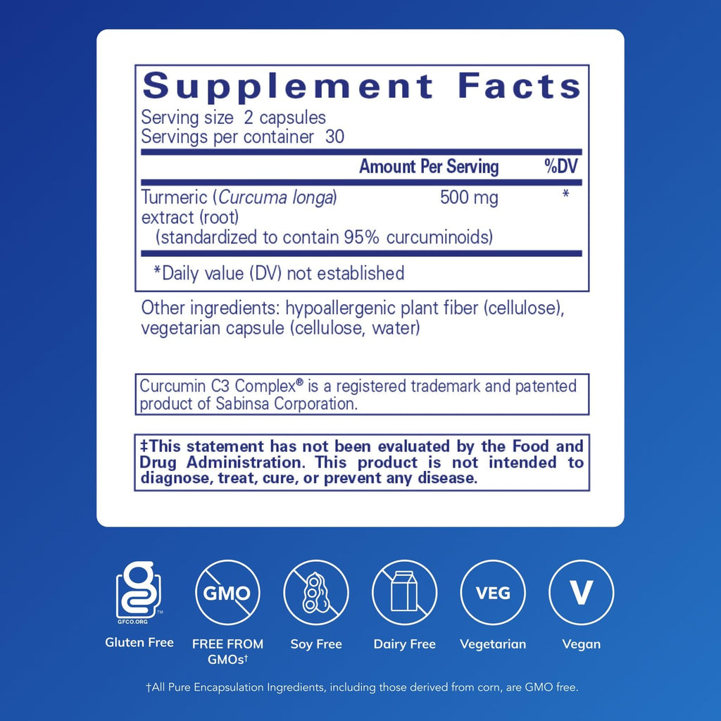 Pure Encapsulations Curcumin - 500 mg - Supports Joint Health & Liver Health - Curcuma Longa Capsule - Non-GMO & Vegan - 60 Capsules