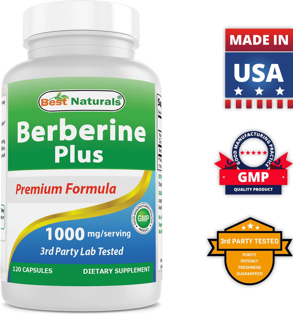 Best Naturals Berberine Plus 1000 mg/Serving 120 Capsules (120 Count (Pack of 3))