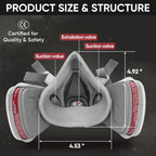 TICONN Reusable Respirator Mask with Filters, Gas Mask with Anti Fog Safety Glasses, Anti-Dust Half Face Cover Respirator