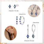 Dainty Blue Earrings Set For Women Dangle Earrings For Women Sterling Silver Hypoallergenic Cartilage Earring Stacks For Multiple Piercing Jewelry Gift