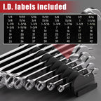 DEHOYI 48 pcs Premium MAGNETIC Modular Wrench Organizer System- Wrench Rack with Metric&SAE Labels, Tool Storage Holder. Gift for mechanics (Black)