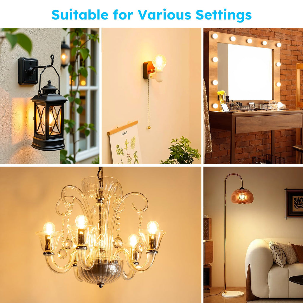 GvvooHome E12 G16.5 Candelabra Bulb, G16.5 Round Small Globe LED Bulb 2700K Warm White, Dimmable 4W 40W Equivalent, 400LM 90+CRI, Globe Light Bulbs Ideal for Ceiling Fans & Chandeliers, 6 Pack