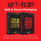 Top 50 Horror Movies Scratch Off Cards. Gifts for Movie Night Halloween