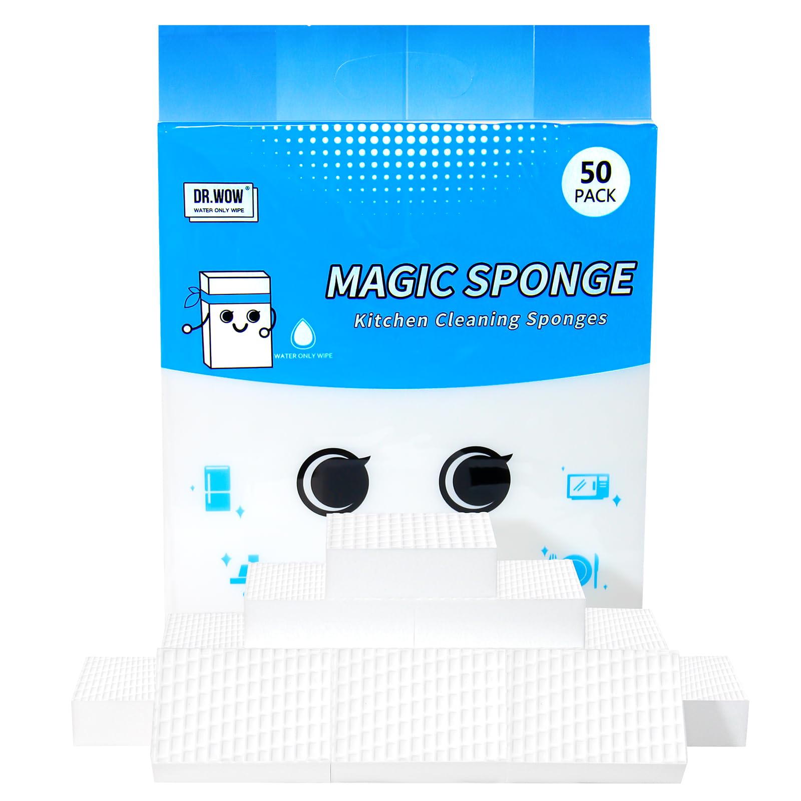 Dr.Wow 50 Ct Thick Melamine Sponges 1.18in - Sink, Bathtub & Tile Cleaner(Ultra-Durable)