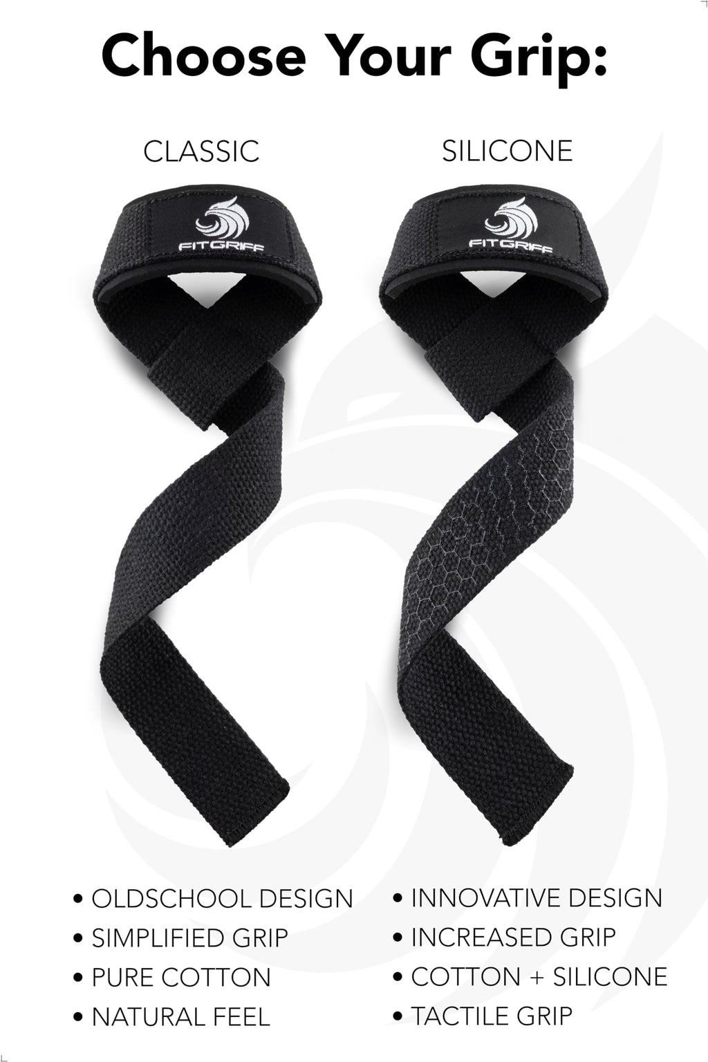 Fitgriff�� Lifting Wrist Straps for Weightlifting, Gym, Deadlift, Workout (Made of Premium Cotton & Padded) - Men & Women (XS, Black-Original)