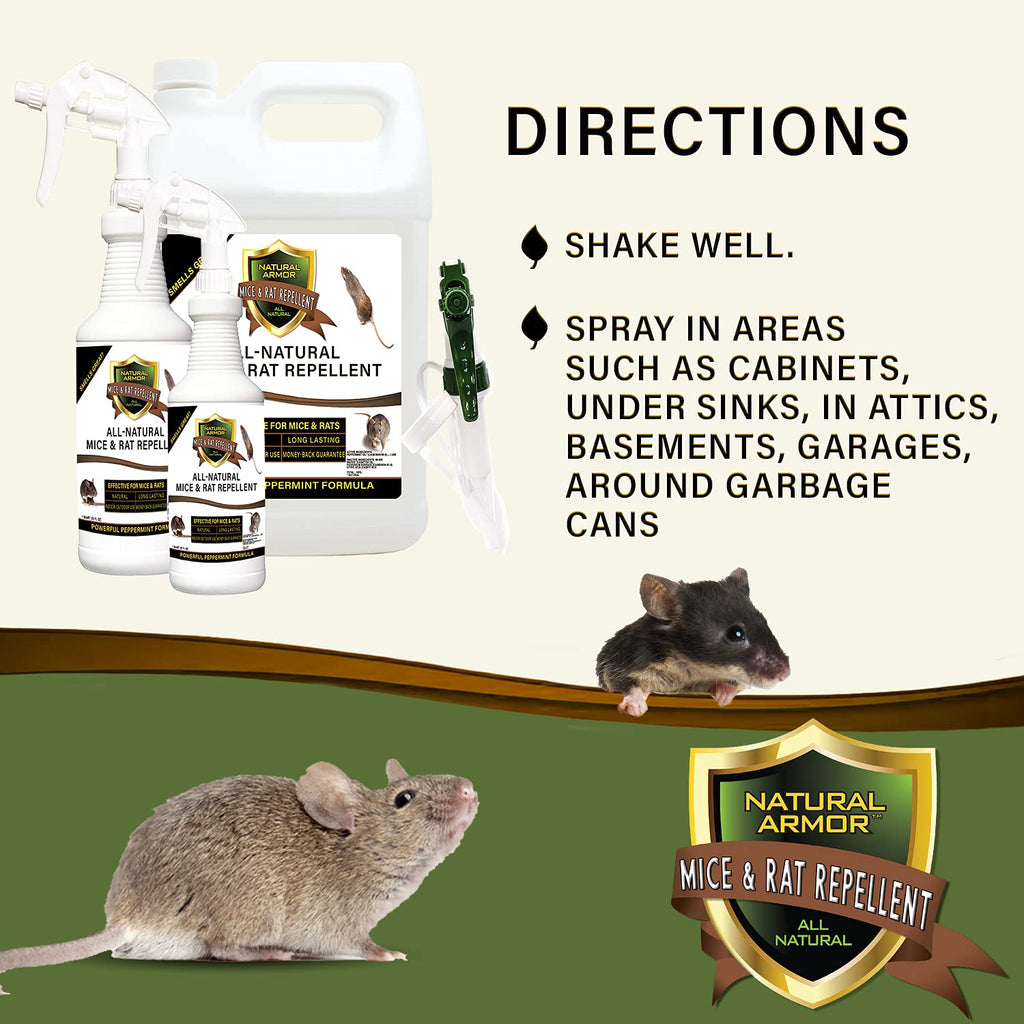 Mice & Rat Repellent. Peppermint Repellent for Mice/Mouse, Rats & Rodents. Natural Spray for Indoor & Outdoor Use. 128 OZ Gallon Trigger Sprayer Ready to Use