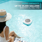 Paxwrenx Solar Pool Ionizer for Inground and Above Ground Pools, Up to 45,000 Gal - Heavy Duty 1lb Copper Anode, Reduces Chlorine & Maintenance, Saltwater Compatible Water Clarifier, Lake Blue