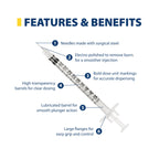EasyTouch IW U-100 Insulin Syringes (31G 0.5cc 5/16") - 30 ct.