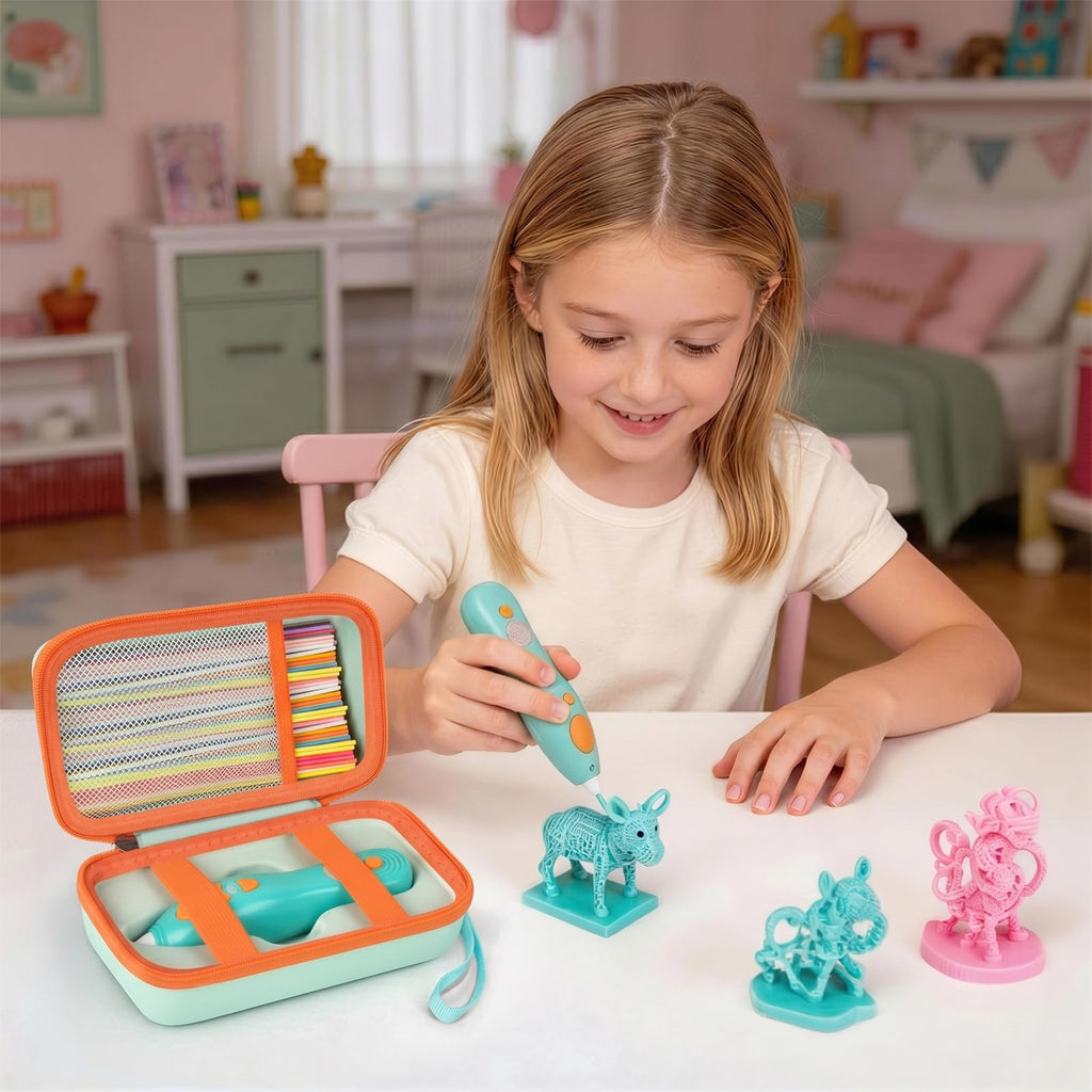 ANKHOH Organizer Case for 3Doodler Start+ Essentials 3D Pen for Kids, EVA Shell/Wrist Strap, Drop-Proof Water-Resistant, Stores for 3d Pen Filament USB for Travel/Home/School (Mint Green, Case Only)
