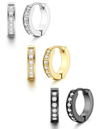 316L Stainless Steel Hoop Earrings for Men Women Hypoallergenic Cubic Zirconia Silver/Black/Gold Hoop Huggie Cartilage Earrings for Women Men Hoops 13mm Outer diameter