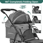 Double Pet Stroller for Dogs and Cats,Cat Strollers for 2 Cats,Double Dog Stroller for 2 Small Medium Dogs,4 Lockable Wheels/Lightweight/Folding,Grey