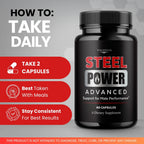 Valdivia SteelPower Capsules - Official Steel Power Supplement, Premium Formula, Natural Vitamins for Health & Wellness - 60 Capsules for 1 Month