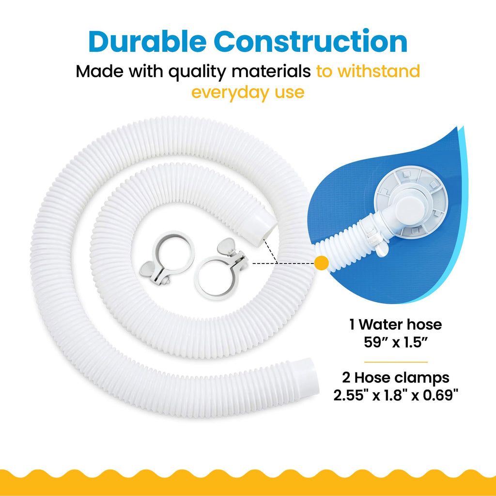 Funsicle P56000017 Universal Hose Kit, Replacement Hose for Above-Ground Pools, Hose with 2 Clamps, 59" L x 1.5" Dia.